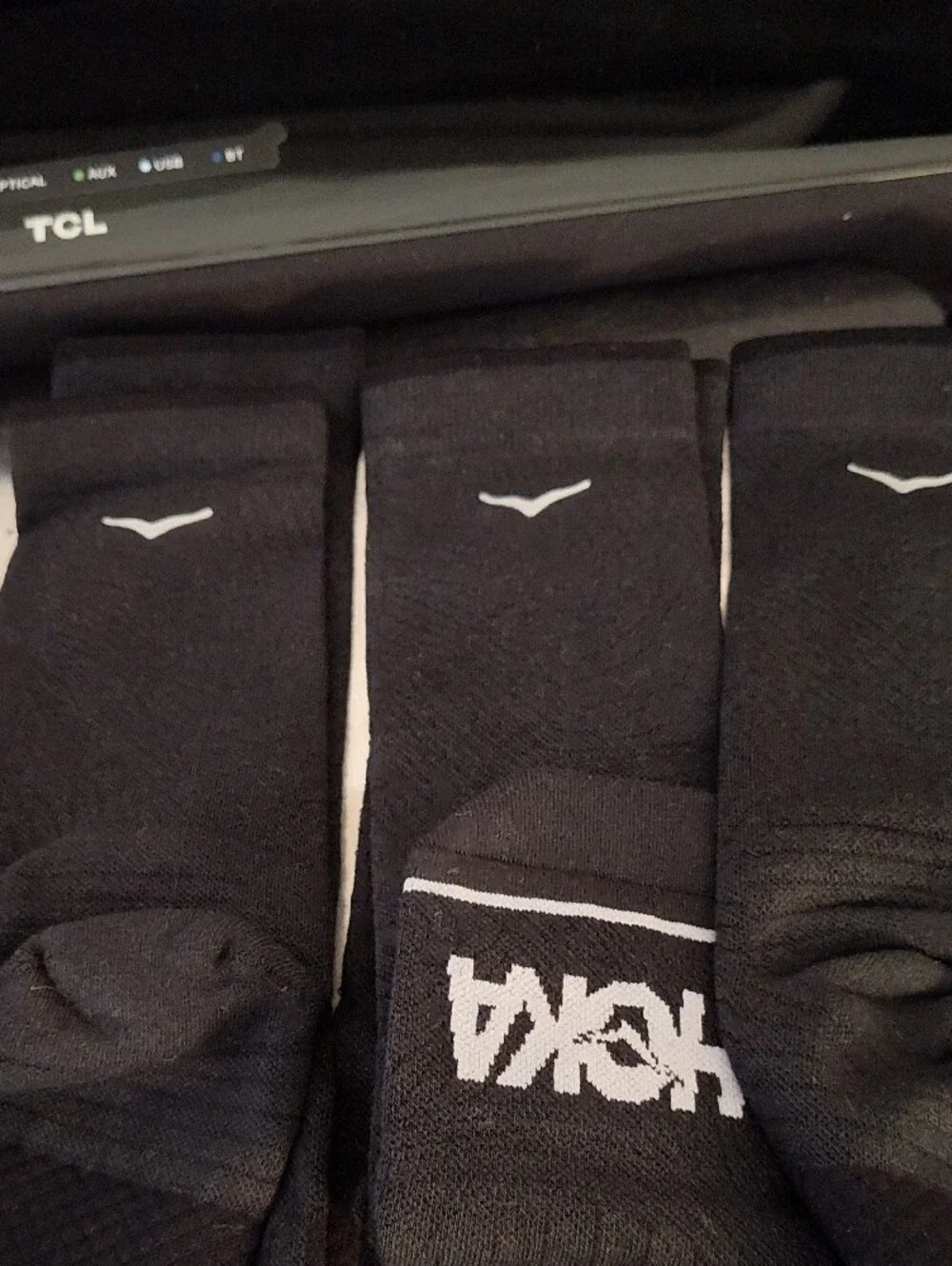 Hoka Black Crew Athletic Socks with Logo - 3 Pack